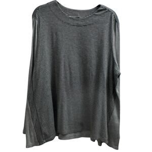 J Jill Women's Perfect Pima 100% Cotton Striped Tunic Top Gray Stripe 2X Plus